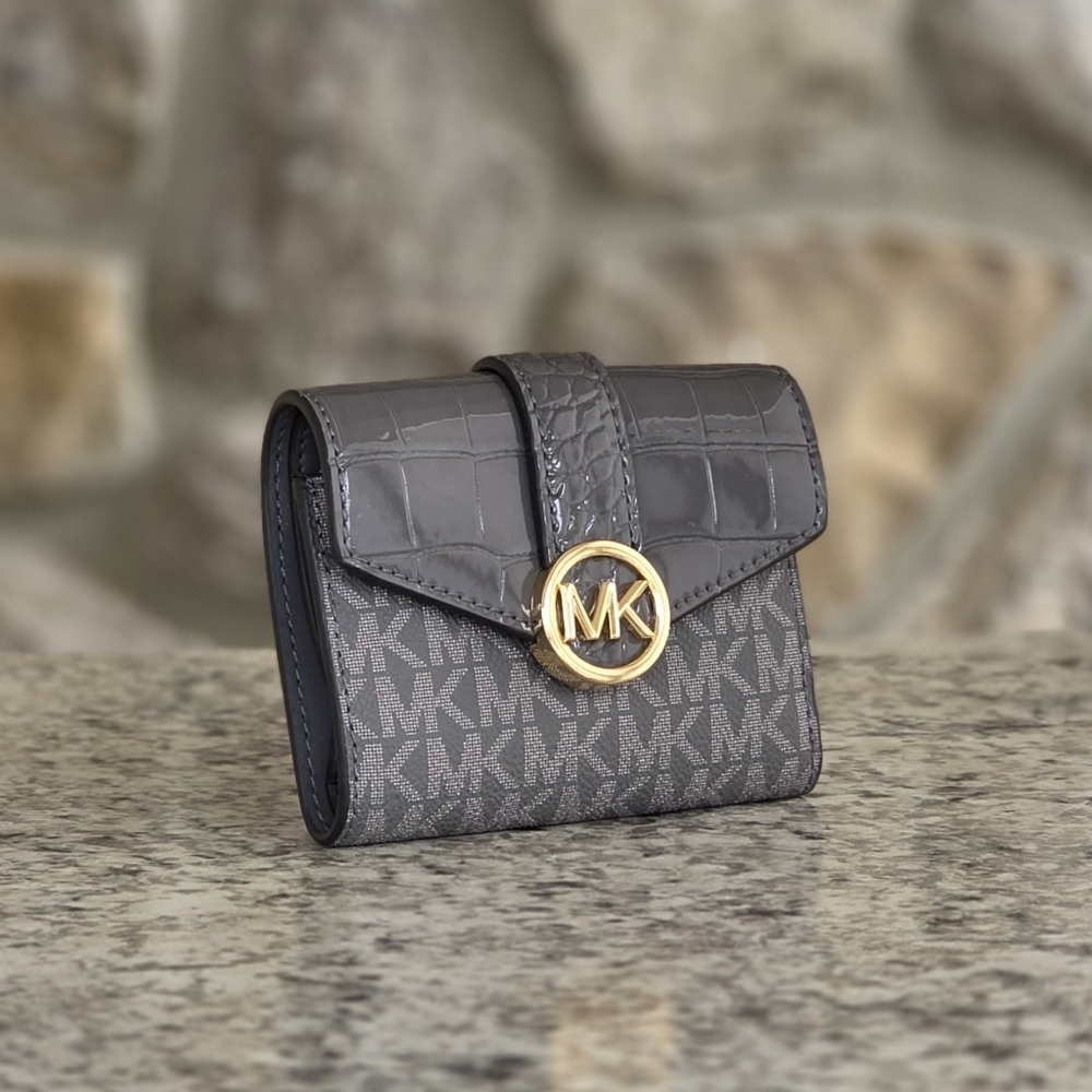 Michael Kors Carmen Logo Medium Grey Bifold Wallet